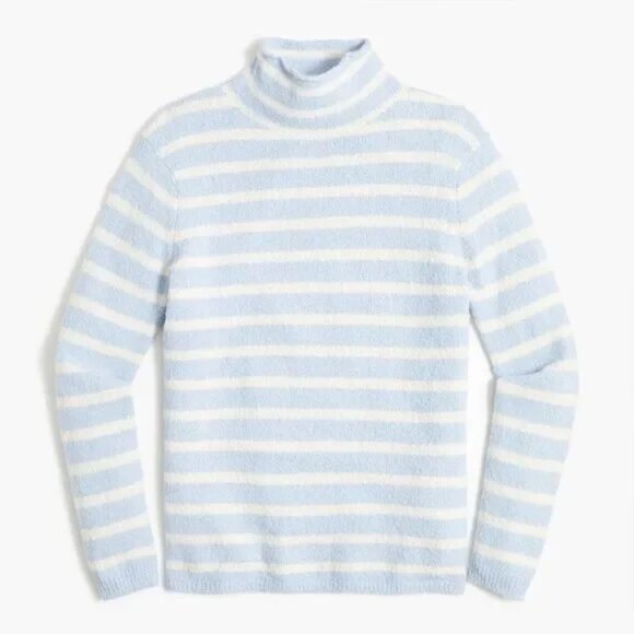 J. Crew Cozy Rollneck Pullover Sweater in Blue Stripe Size Small Comfy - Picture 8 of 8